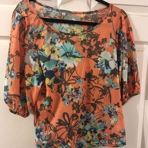 Orange and floral spring/spring summer shirt